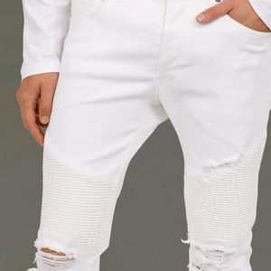 5 pocket divided skinny jeans-quilting distressed